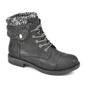 Women's Cliffs by White Mountain Hiking Duena Black Boots Fur Knit Ankle Trim